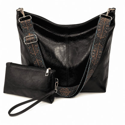 Patterned Strap Hobo Bag Set
