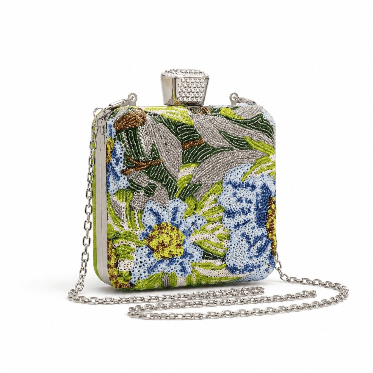 Floral Sequin Box Clutch