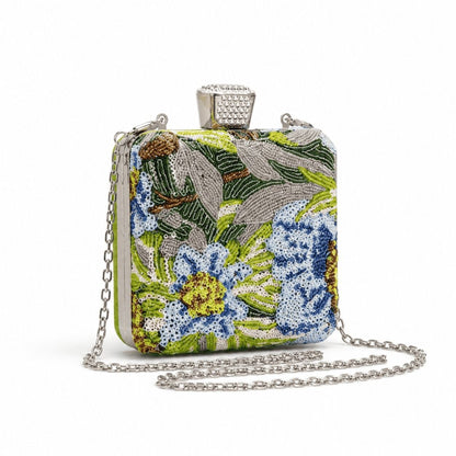 Floral Sequin Box Clutch