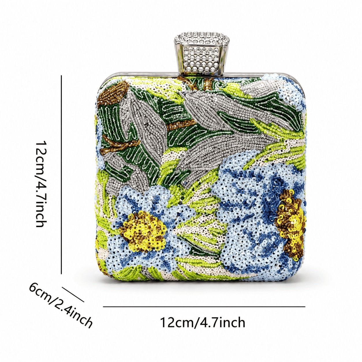 Floral Sequin Box Clutch