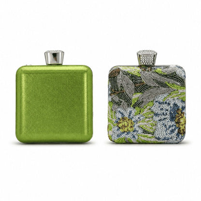 Floral Sequin Box Clutch