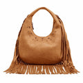 Western Fringe Stud Hobo Bag