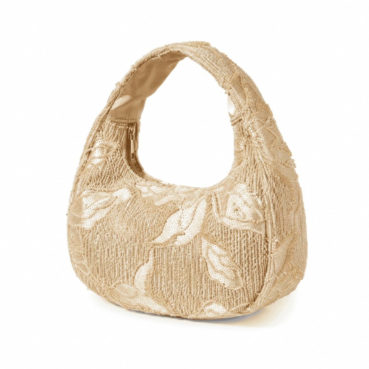 Beaded Floral Hobo Bag
