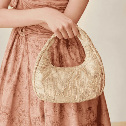 Beaded Floral Hobo Bag