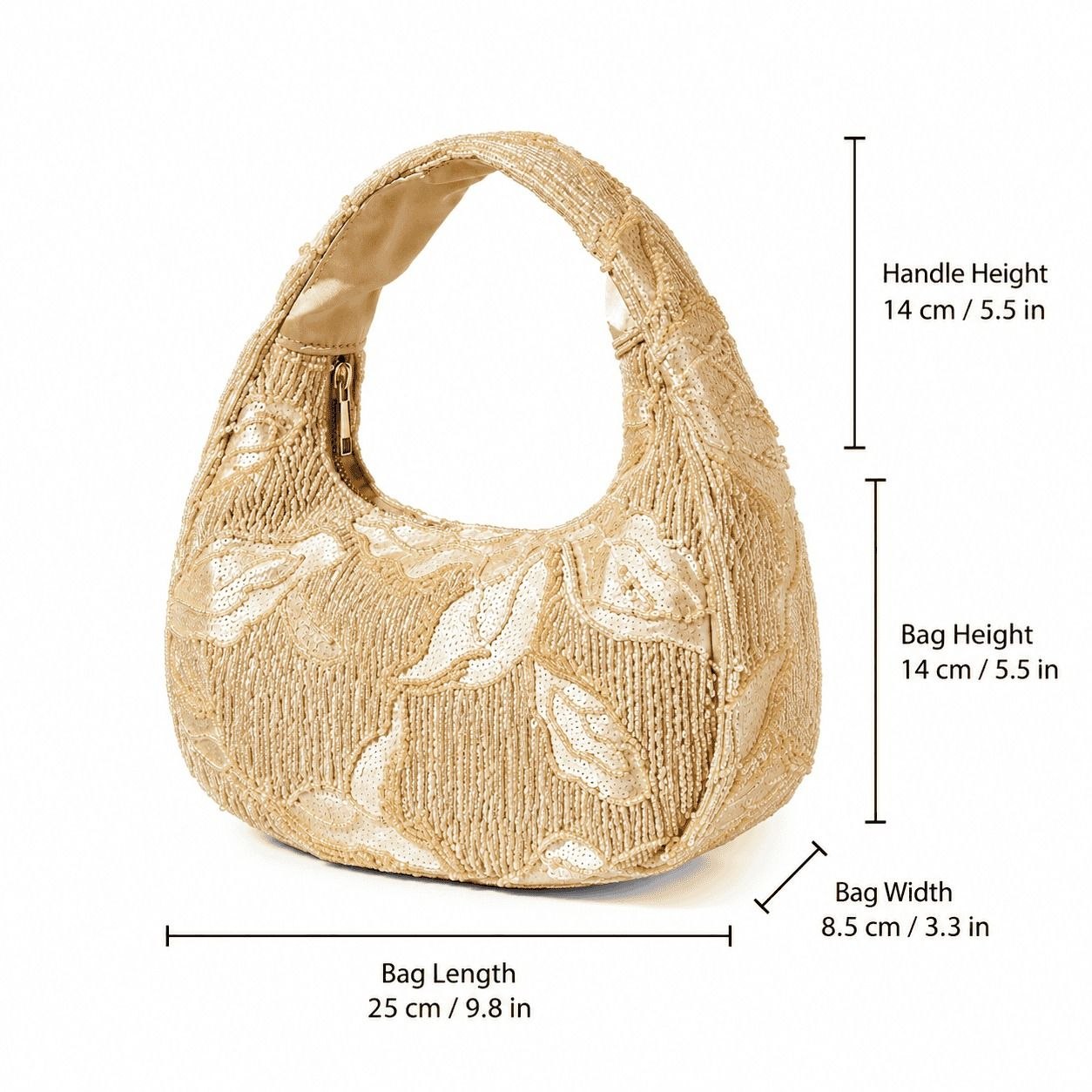 Beaded Floral Hobo Bag
