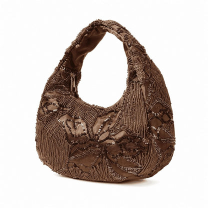 Beaded Floral Hobo Bag