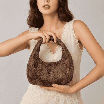 Beaded Floral Hobo Bag