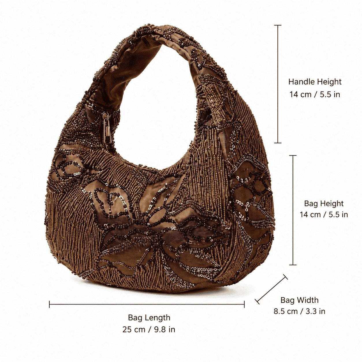 Beaded Floral Hobo Bag