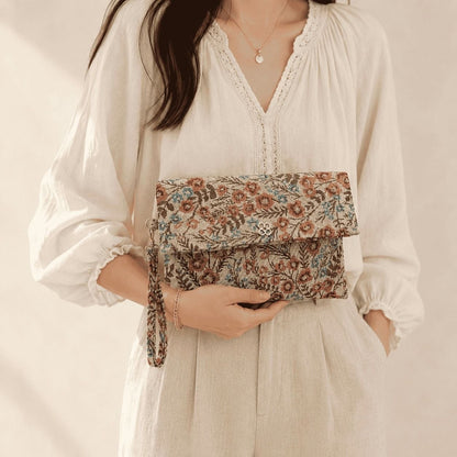 Floral Foldover Wristlet Clutch