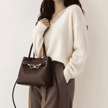Woven Knot Detail Top Handle Bag