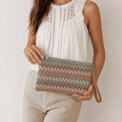Multicolor Chevron Wristlet Clutch