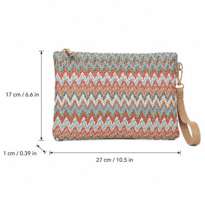 Multicolor Chevron Wristlet Clutch