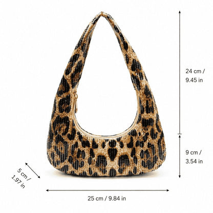Leopard Sequin Shoulder Bag