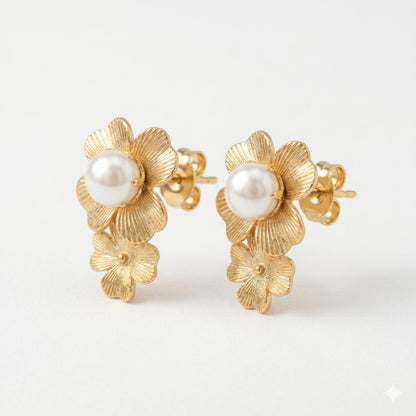 Golden Bloom Pearl Earrings