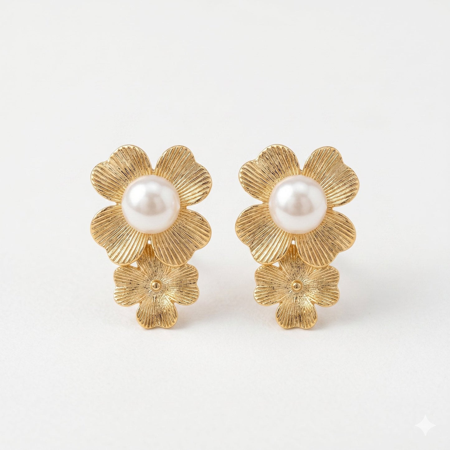 Golden Bloom Pearl Earrings