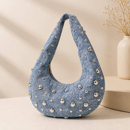 Studded Crescent Shoulder Bag 3