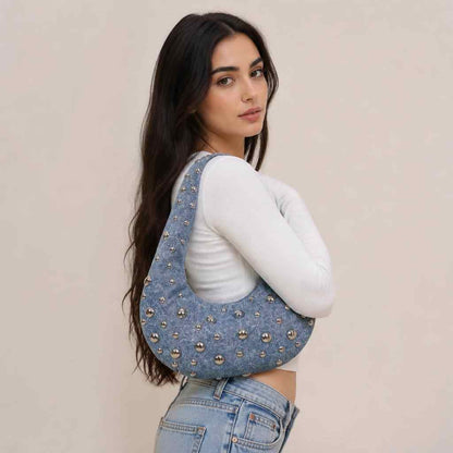 Studded Crescent Shoulder Bag 2